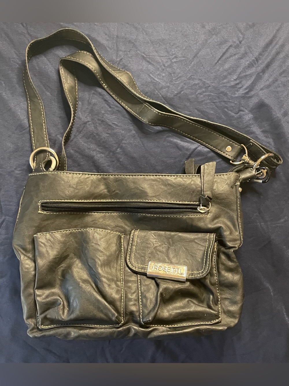 Rosetti Black Shoulder Bag with Front Pockets